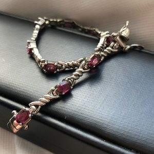 Gothic Garnet Sterling Silver Tennis Bracelet